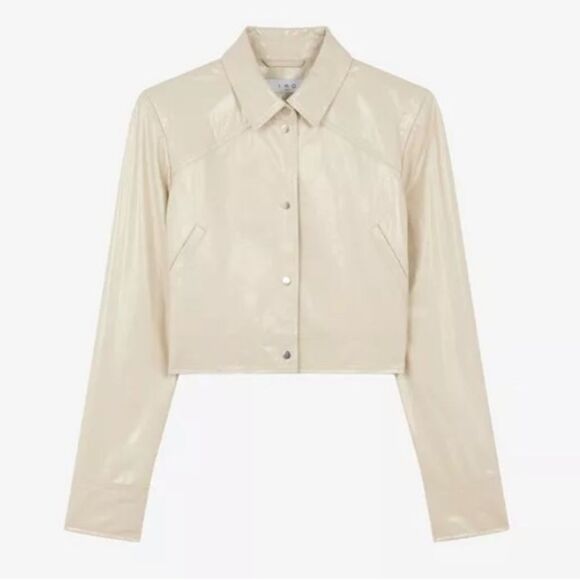 NWT IRO Devta Patent Leather Jacket Sand Size 40/ US 8 - Picture 11 of 15